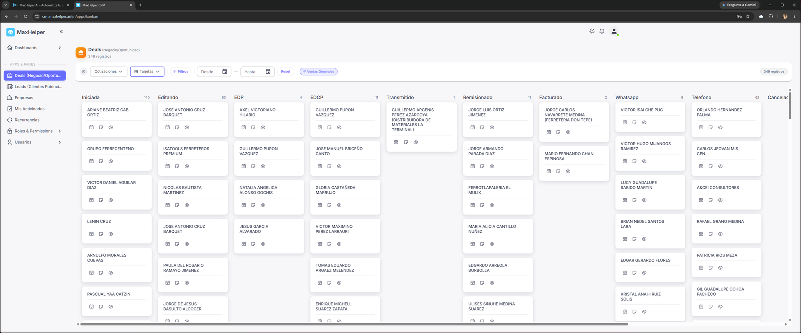 CRM Deals Kanban